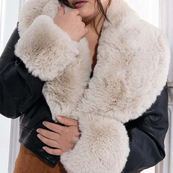 PLUS AZALEA WANG FUR TRIM COVERGIRL CROP JACKET ( BRAND NEW !!! ) - Picture 8 of 9